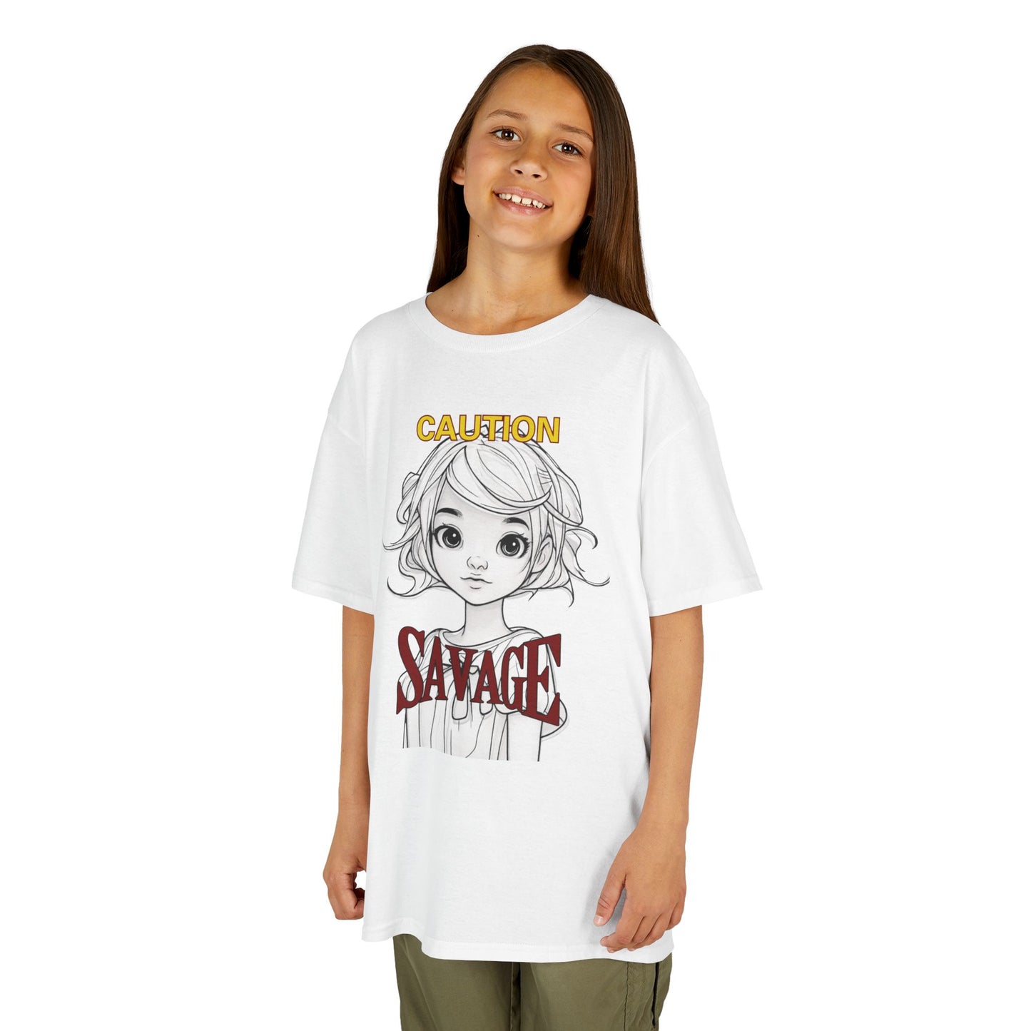 Caution: Small but Savage Kids Heavy Cotton Tee by cypherpunkgear.com