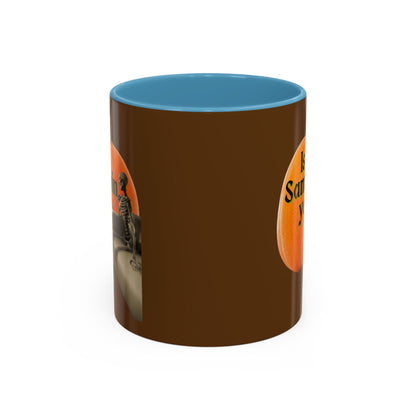 Is It Samhain Yet? Skeleton's Giant Pumpkin Brown Accent Mug by CreepyCrafts.boo