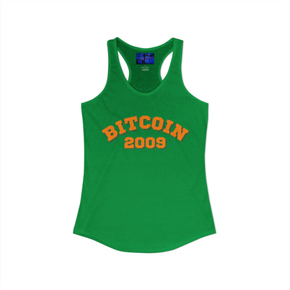 Bitcoin 2009 Women's Racerback Tank Top by cypherpunkgear.com