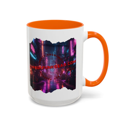2-sided, cypherpunkgear.com Logo & Cityscape Accent Mug by cypherpunkgear.com