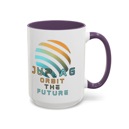 Jupiter (JUP) Orbit the Future White Accent Mug by cypherpunkgear.com