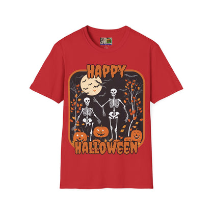 Spooktacular Skeletons of Halloween Light colors Unisex T-shirt by CreepyCrafts.boo