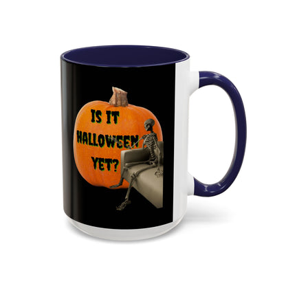 Is it Halloween yet? Skeleton's Giant Pumpkin Black Accent Mug by CreepyCrafts.boo
