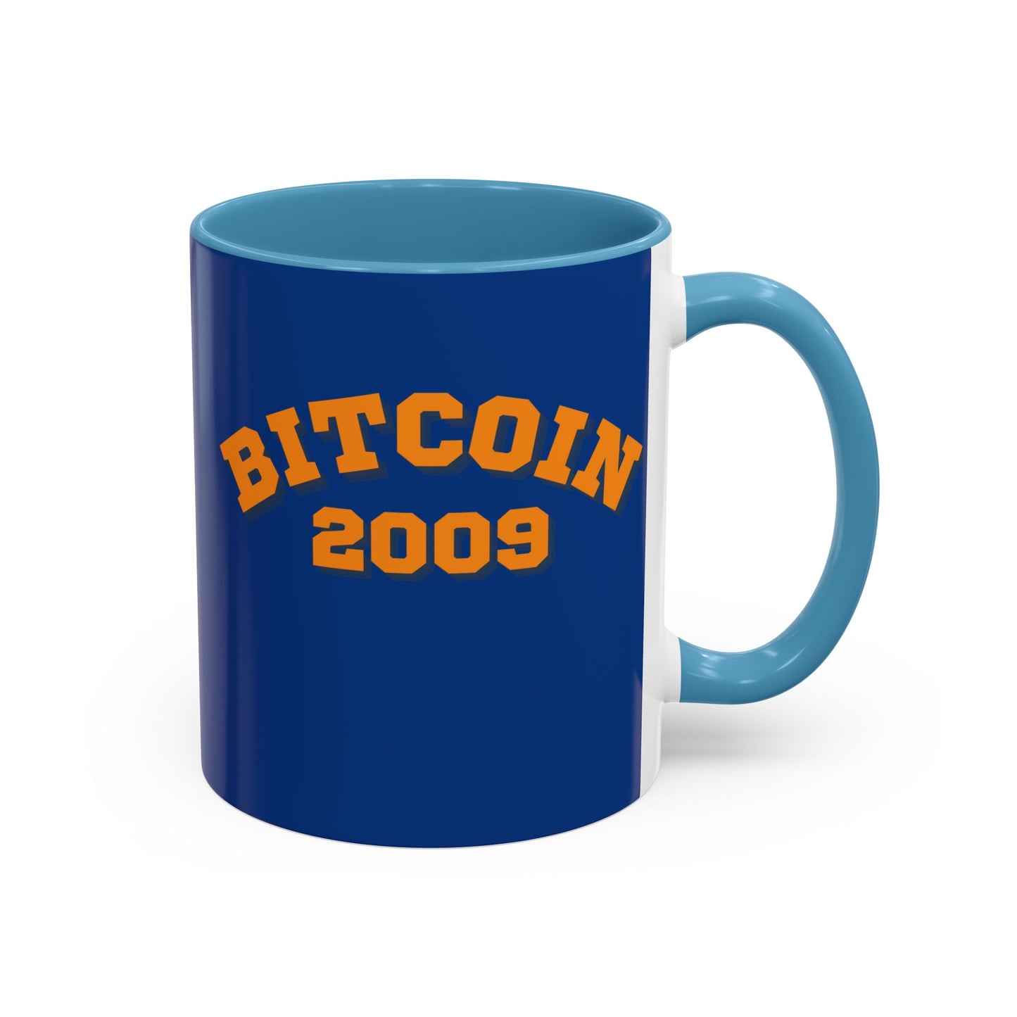 Bitcoin 2009 Dark Blue Accent Mug by cypherpunkgear.com