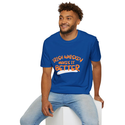 Irish Whiskey makes it better OGfont DKcolors Unisex T-Shirt by cypherpunkgear.com