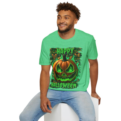 Happy Halloween Green Jack Dark colors Unisex T-Shirt by CreepyCrafts.boo