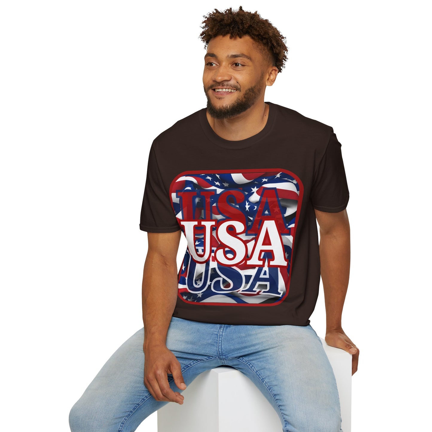 Red WHITE and Blue USA Patriot Dark colors Unisex T-Shirt by cypherpunkgear.com
