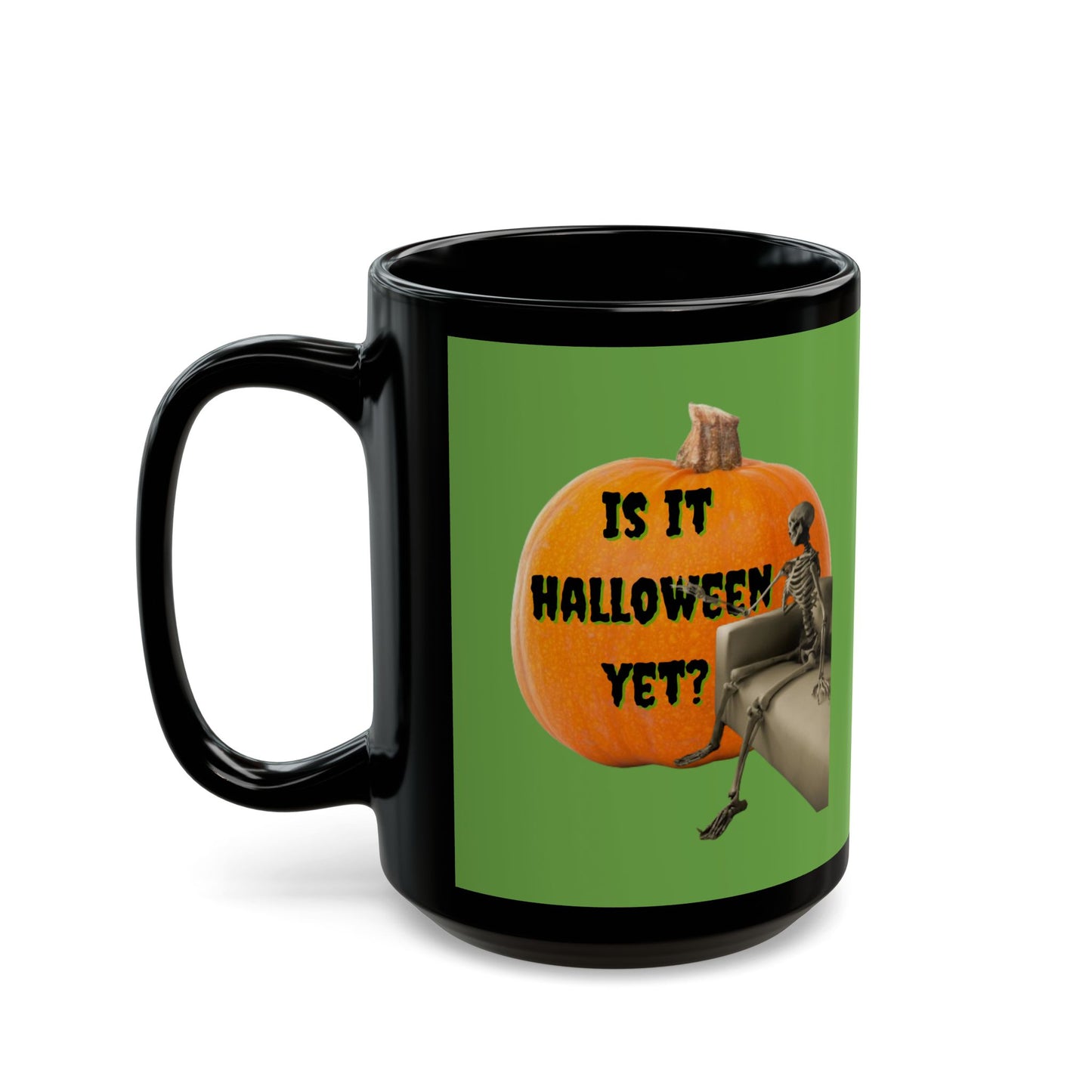 Is it Halloween yet? Skeleton's Giant Pumpkin Green Mug by CreepyCrafts.boo