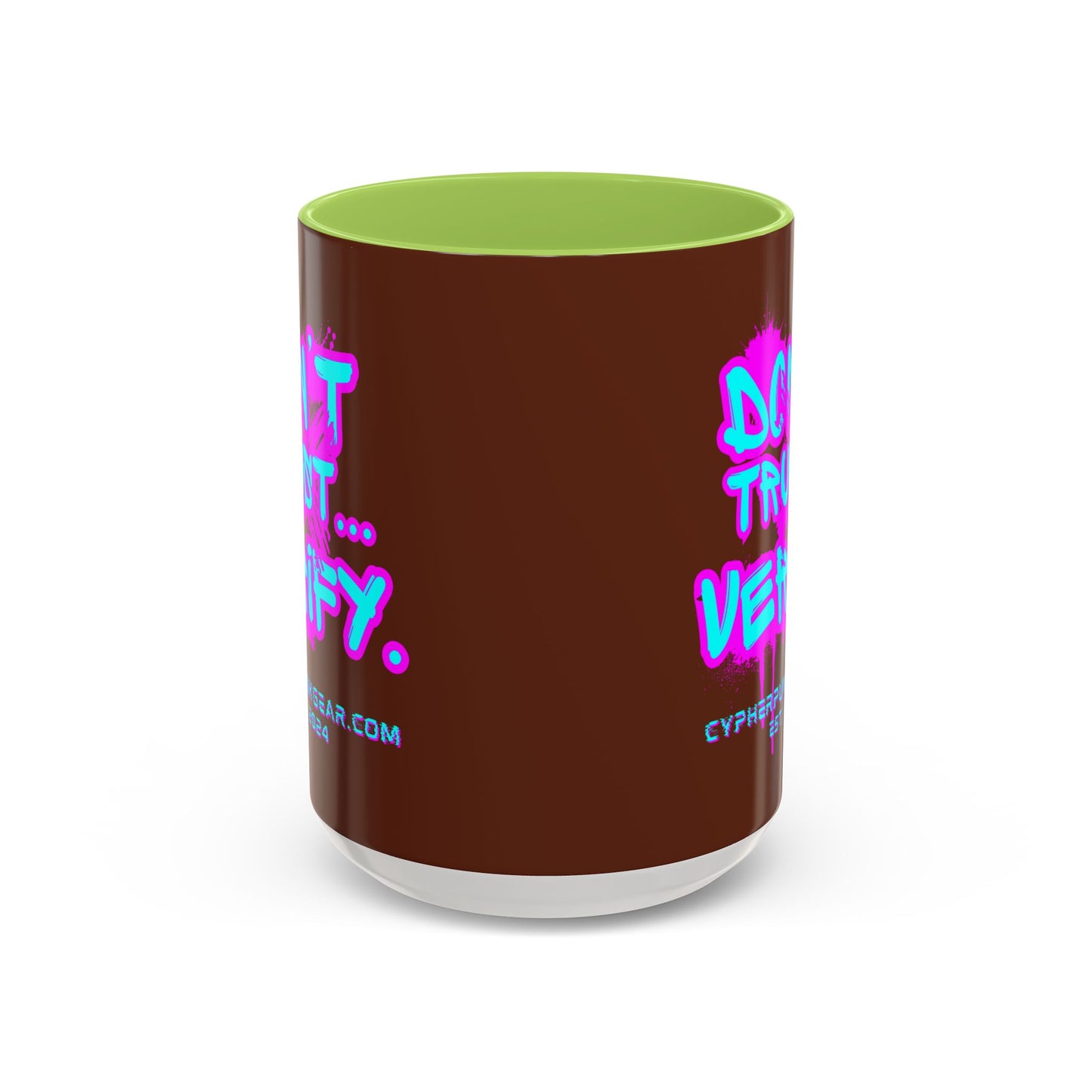 Don't Trust...Verify. Brown Accent Mug by cypherpunkgear.com