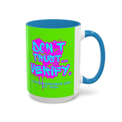 Don't Trust...Verify. Green Accent Mug by cypherpunkgear.com