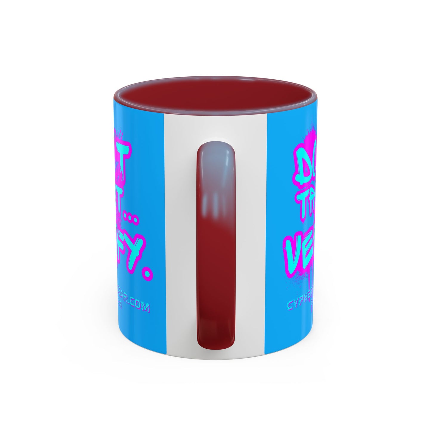 Don't Trust...Verify. Light Blue Accent Mug by cypherpunkgear.com