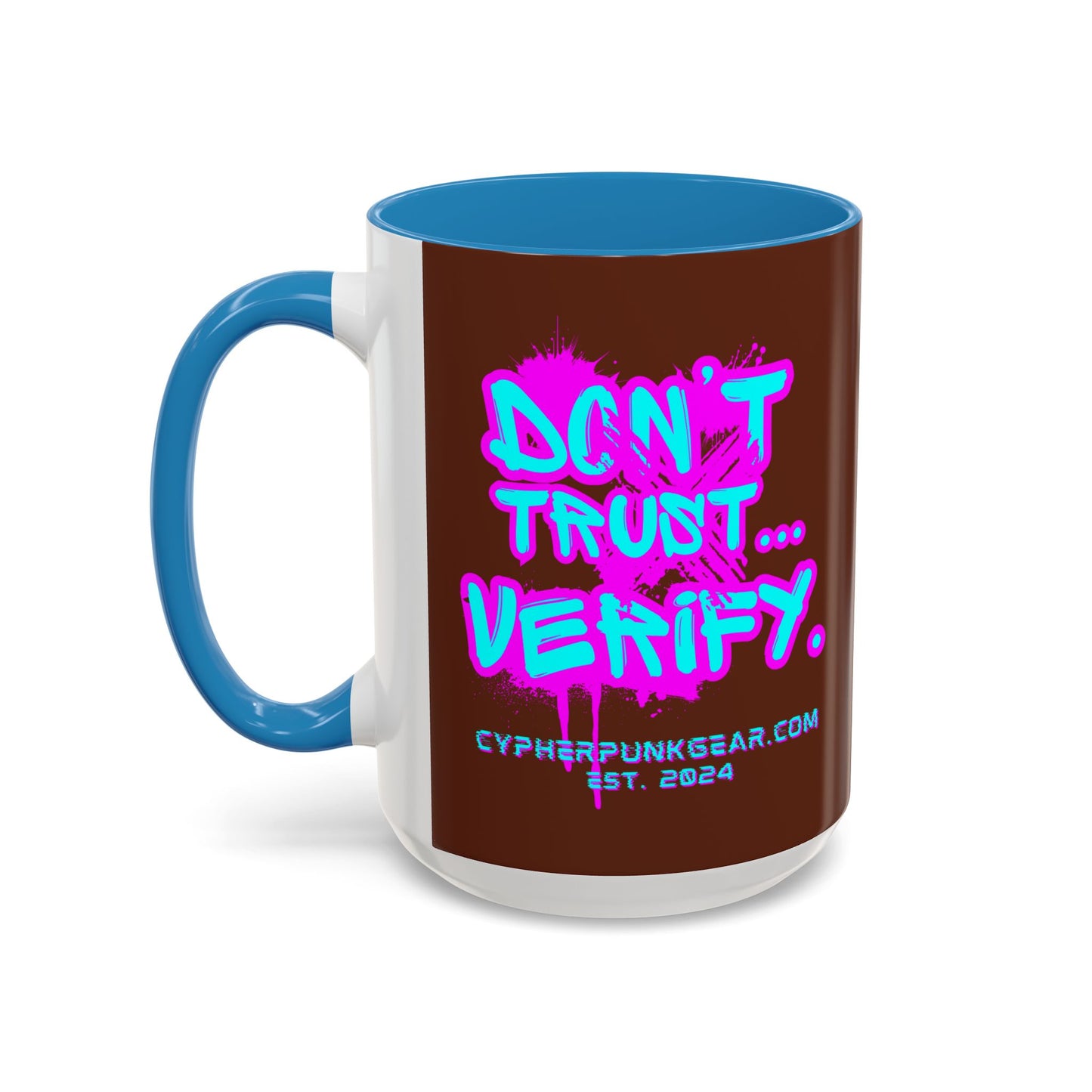Don't Trust...Verify. Brown Accent Mug by cypherpunkgear.com