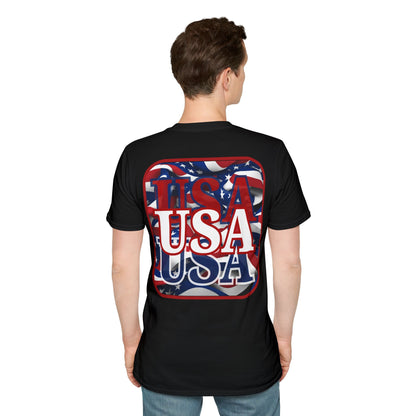 ¡EE.UU! ¡EE.UU! ¡EE.UU! ¡Patriot de 2 caras de cypherpunkgear! Camiseta unisex de estilo suave