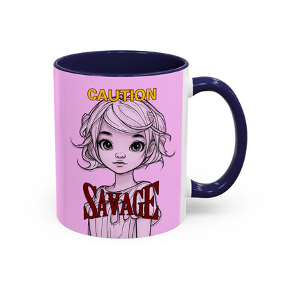 Caution, Savage Pink Accent Mug by cypherpunkgear.com