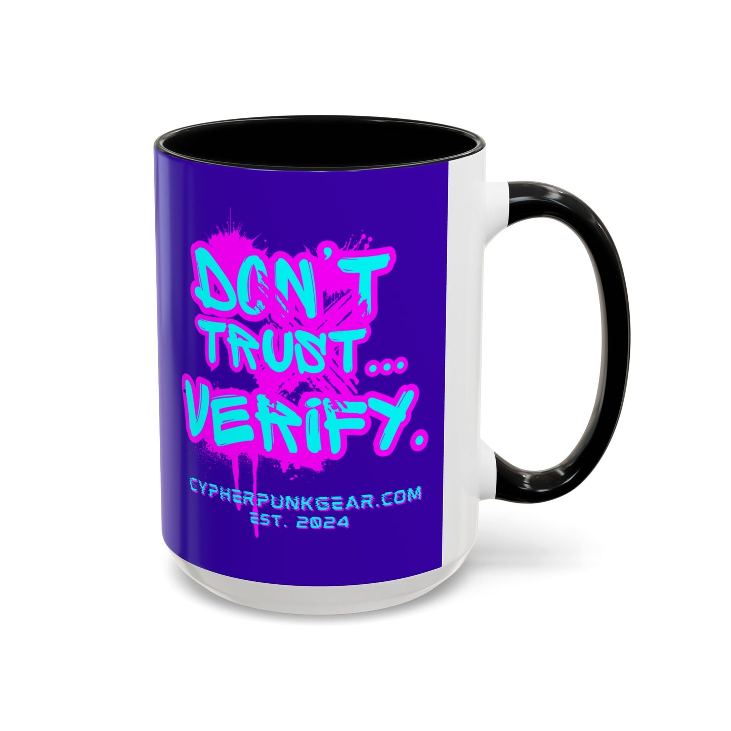Don't Trust...Verify. Dark Purple Accent Mug by cypherpunkgear.com