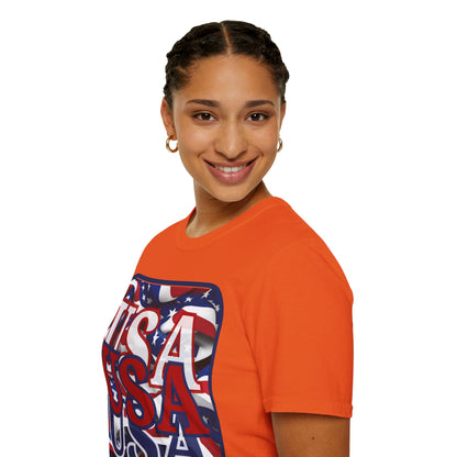 RED White and Blue USA Patriot Light colors Unisex T-Shirt by cypherpunkgear.com