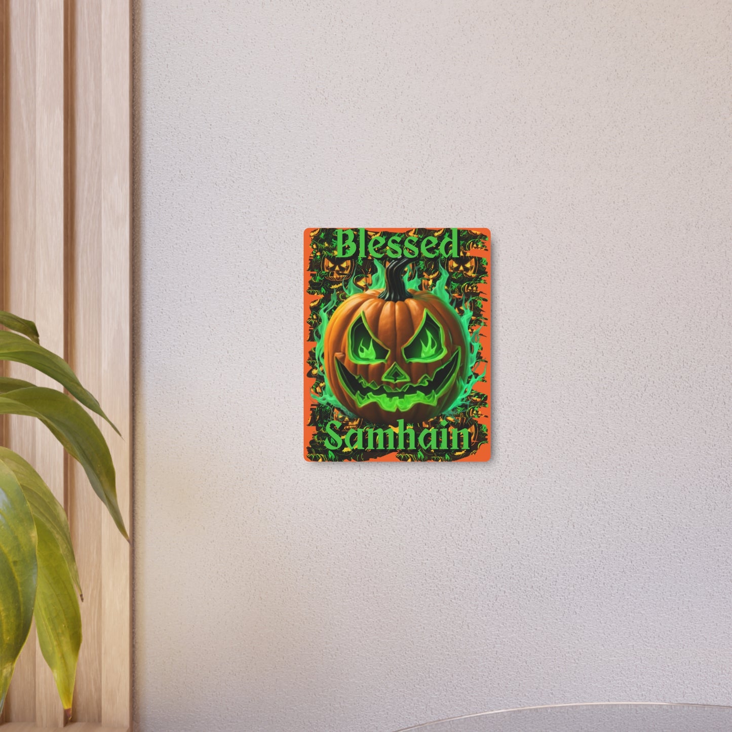 Blessed Samhain Green Jack Metal Art Sign by CreepyCrafts.boo