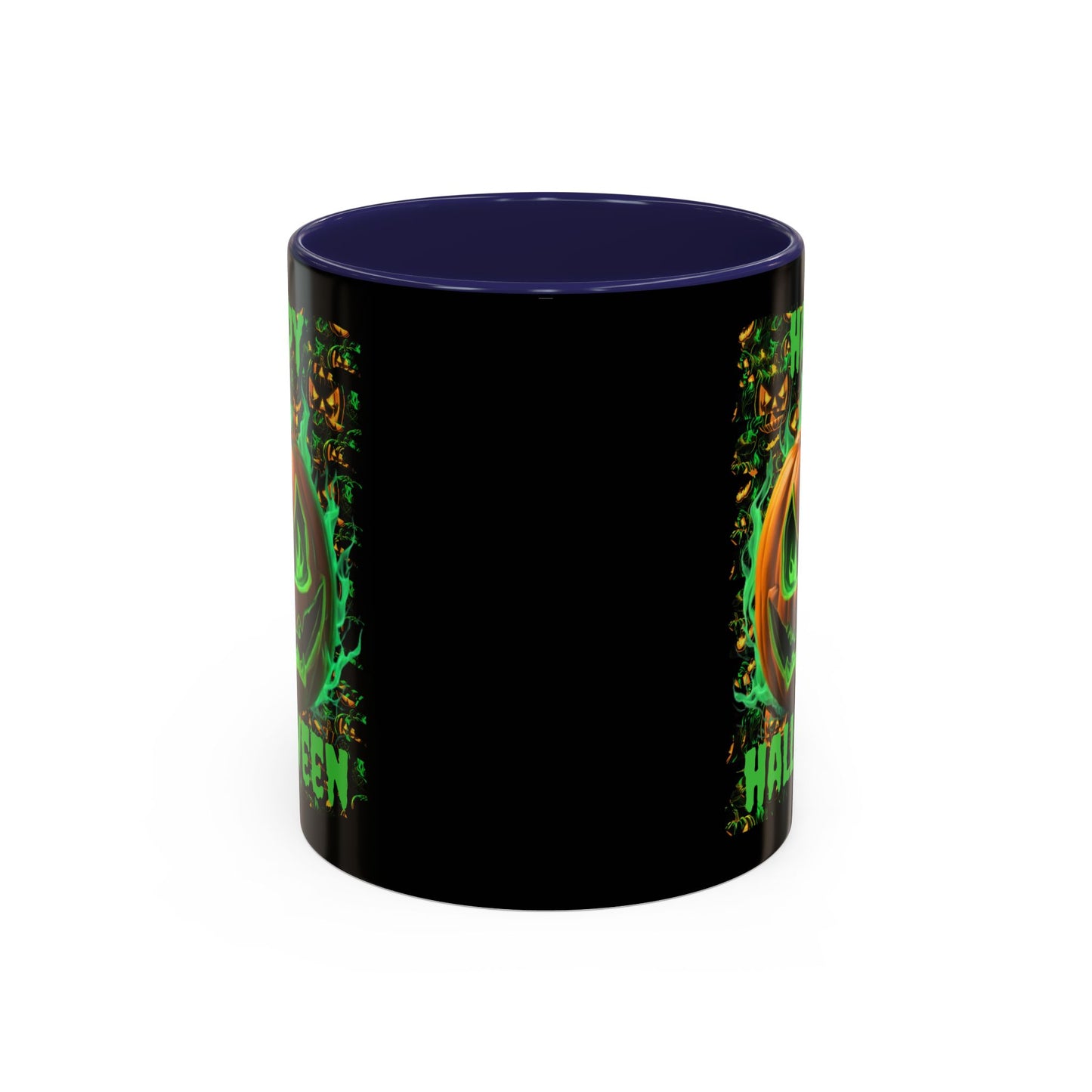 Happy Halloween Green Jack Black Accent Mug by CreepyCrafts.boo