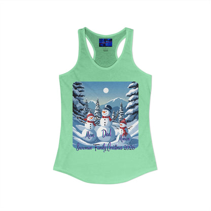 Snowman Family of 3 Women's Racerback Tank Top by cypherpunkgear.com