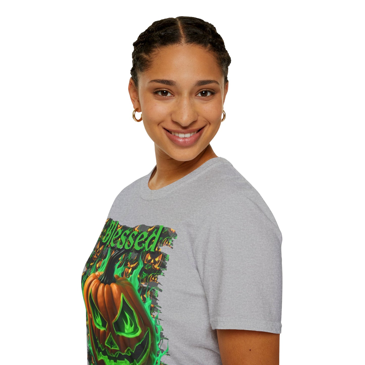 Blessed Samhain Green Jack Light colors Unisex T-Shirt by CreepyCrafts.boo