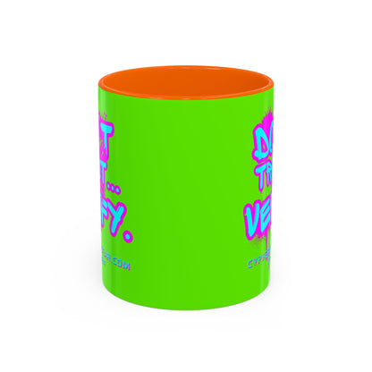 Don't Trust...Verify. Green Accent Mug by cypherpunkgear.com