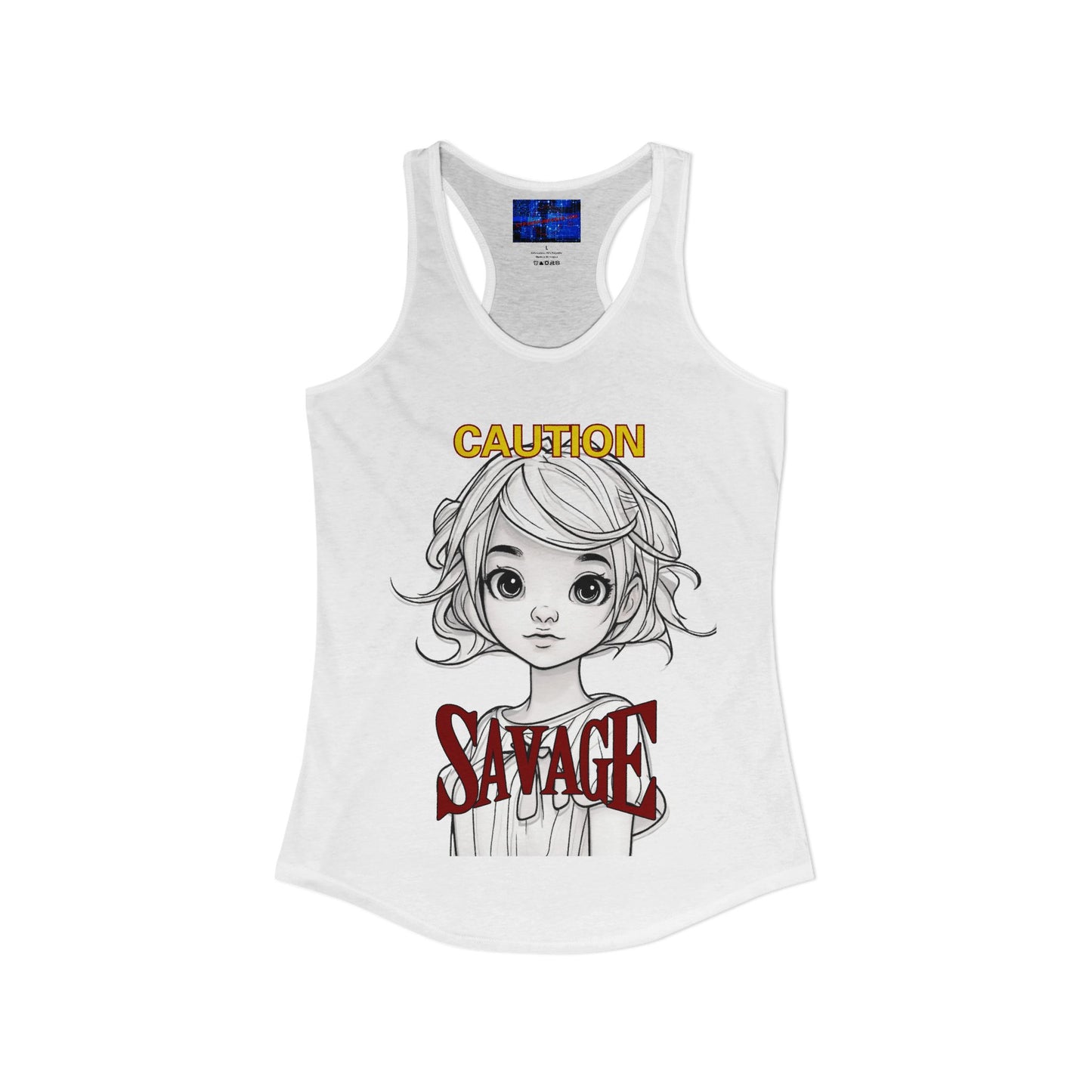 Caution, Savage Women's Racerback Tank Top by cypherpunkgear.com