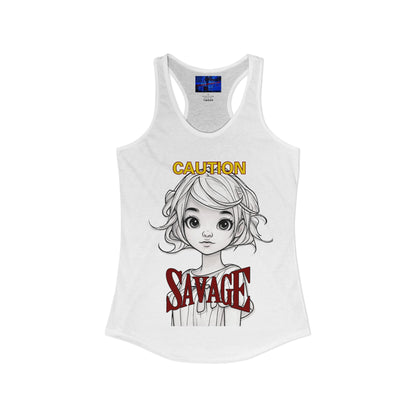 Caution, Savage Women's Racerback Tank Top by cypherpunkgear.com