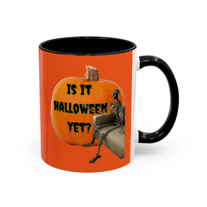 Is it Halloween yet? Skeleton's Giant Pumpkin Orange Accent Mug by CreepyCrafts.boo