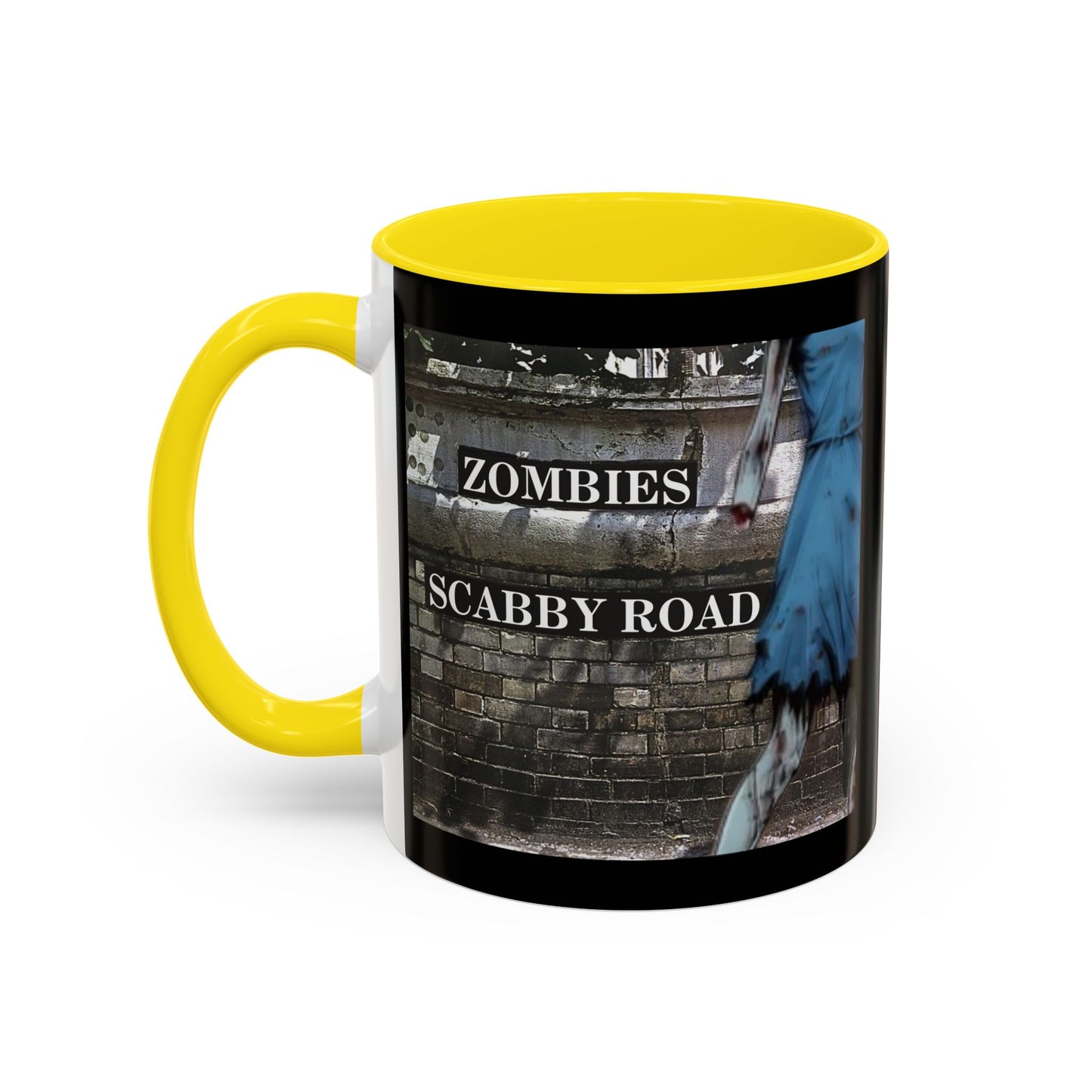 2-sided, Scabby Road Black Accent Mug by CreepyCrafts.boo