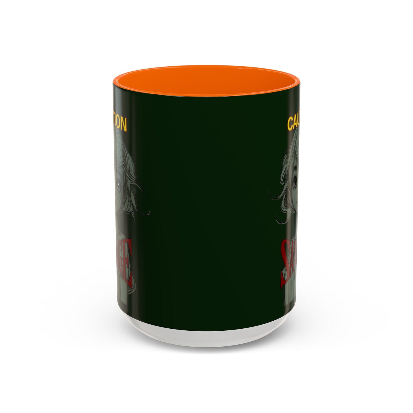 Caution, Savage Dark Green Accent Mug by cypherpunkgear.com