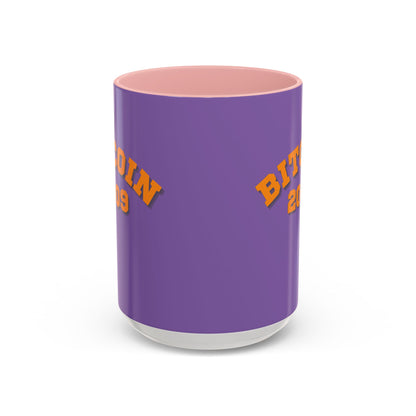 Bitcoin 2009 Light Purple Accent Mug by cypherpunkgear.com