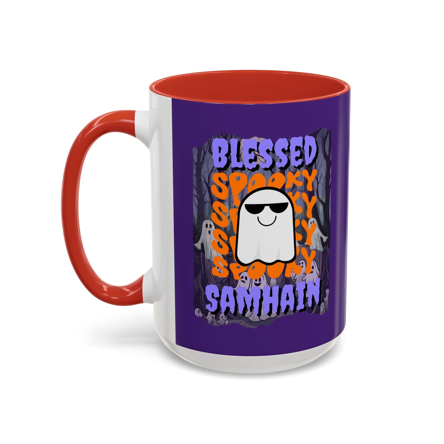 Spooky Blessed Samhain Ghost PRfont Accent Mug by cypherpunkgear