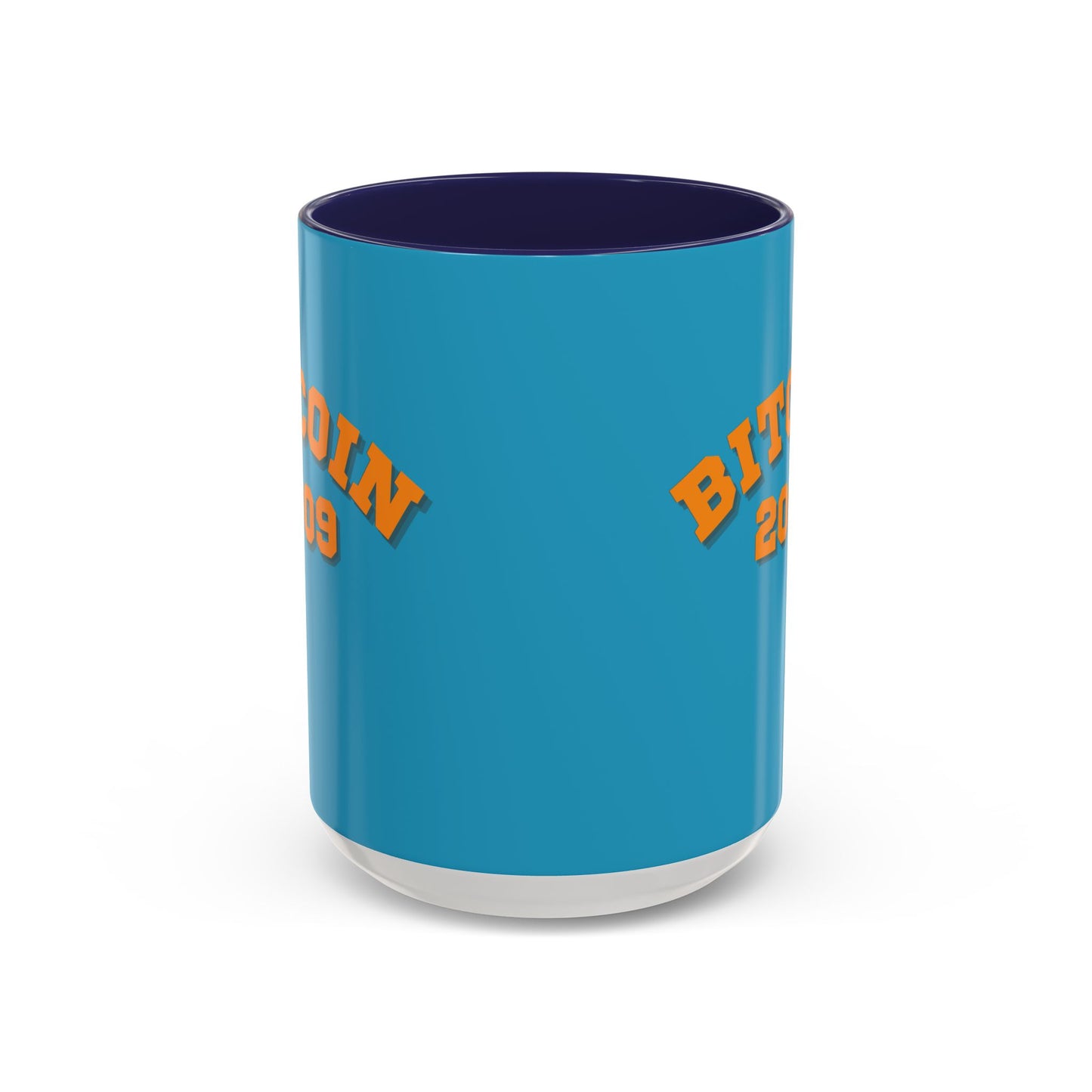 Bitcoin 2009 Turquoise Accent Mug by cypherpunkgear.com