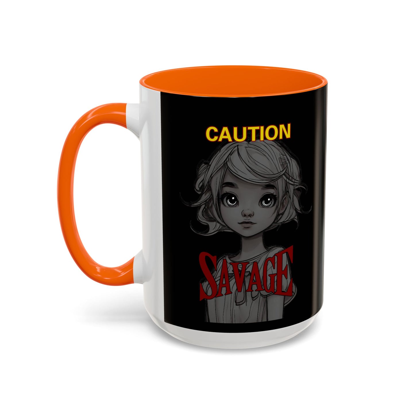 Caution, Savage Black Accent Mug by cypherpunkgear.com