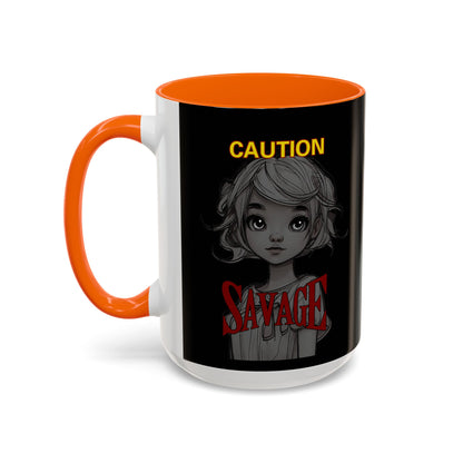 Caution, Savage Black Accent Mug by cypherpunkgear.com
