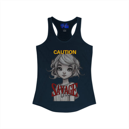 Caution, Savage Women's Racerback Tank Top by cypherpunkgear.com