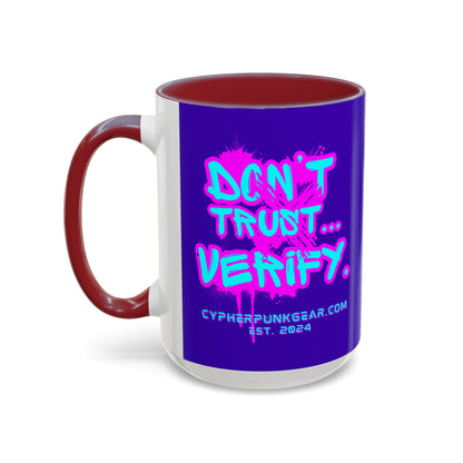 Don't Trust...Verify. Dark Purple Accent Mug by cypherpunkgear.com