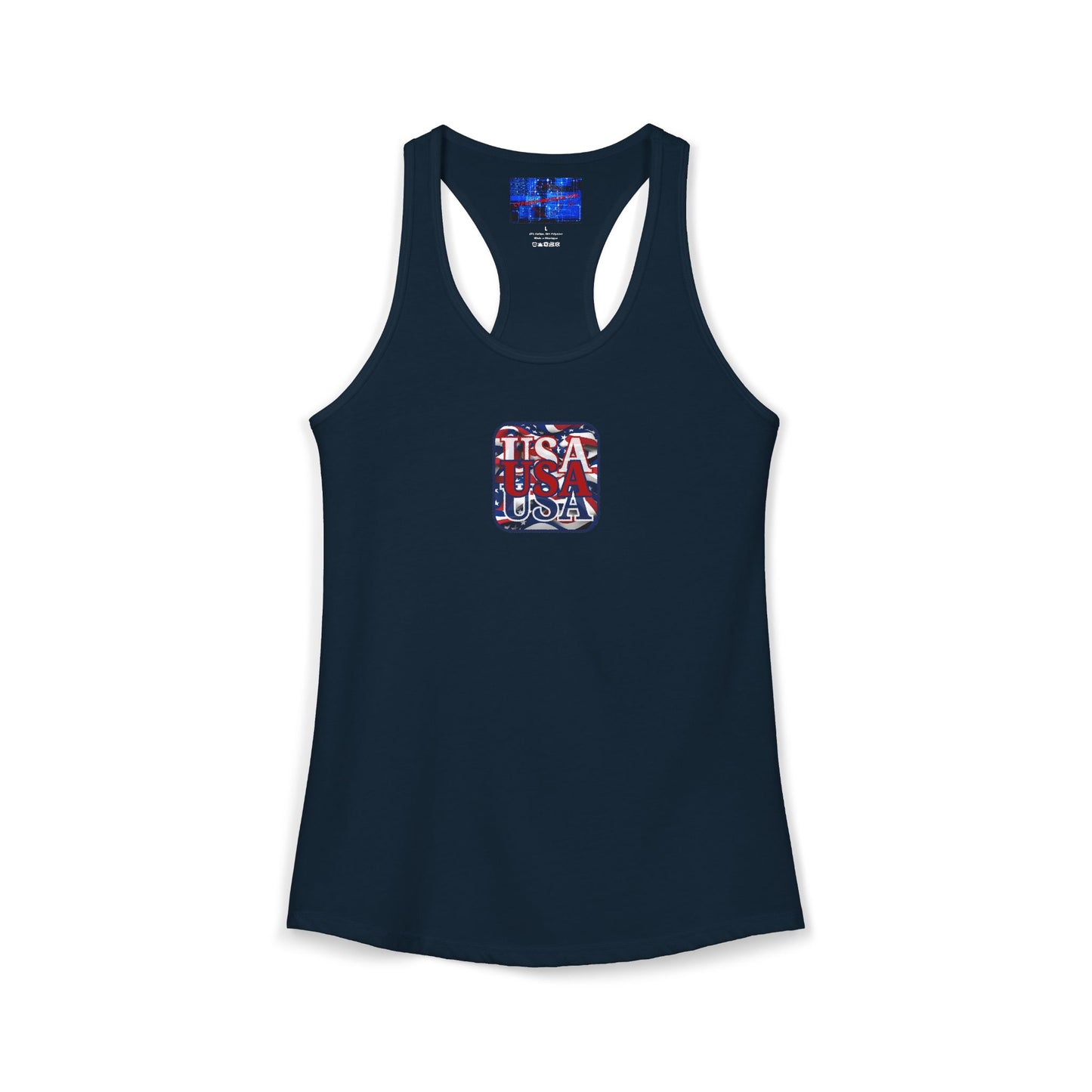 2-sided RED White and Blue USA Patriot Women's Racerback Tank Top by cypherpunkgear.com