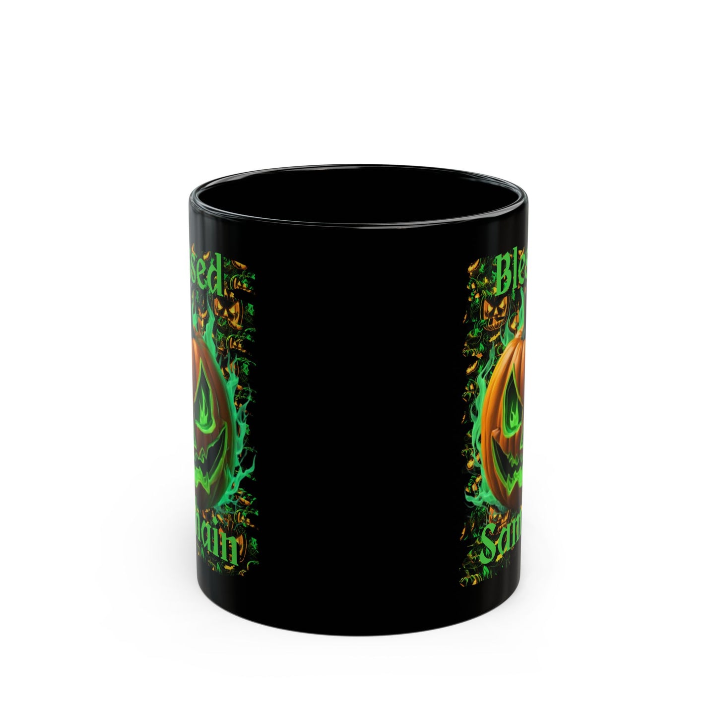 Blessed Samhain Green Jack Black Mug by CreepyCrafts.boo