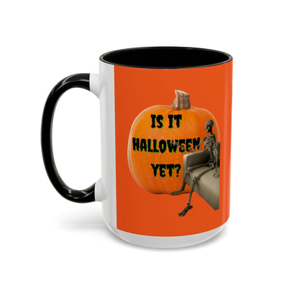 Is it Halloween yet? Skeleton's Giant Pumpkin Orange Accent Mug by CreepyCrafts.boo