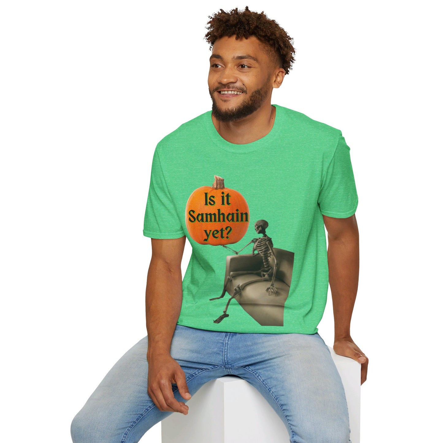 Waiting for Samhain Skeleton DKcolors Unisex T-Shirt by cypherpunkgear