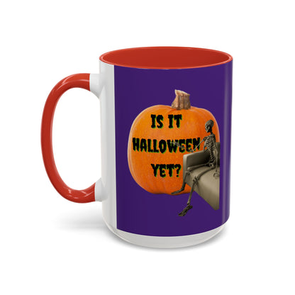Is it Halloween yet? Skeleton's Giant Pumpkin Purple Accent Mug by CreepyCrafts.boo