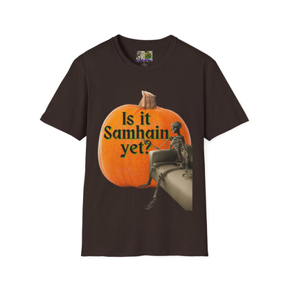 Is It Samhain Yet? Skeleton's Giant Pumpkin Dark colors Unisex T-Shirt by CreepyCrafts.boo