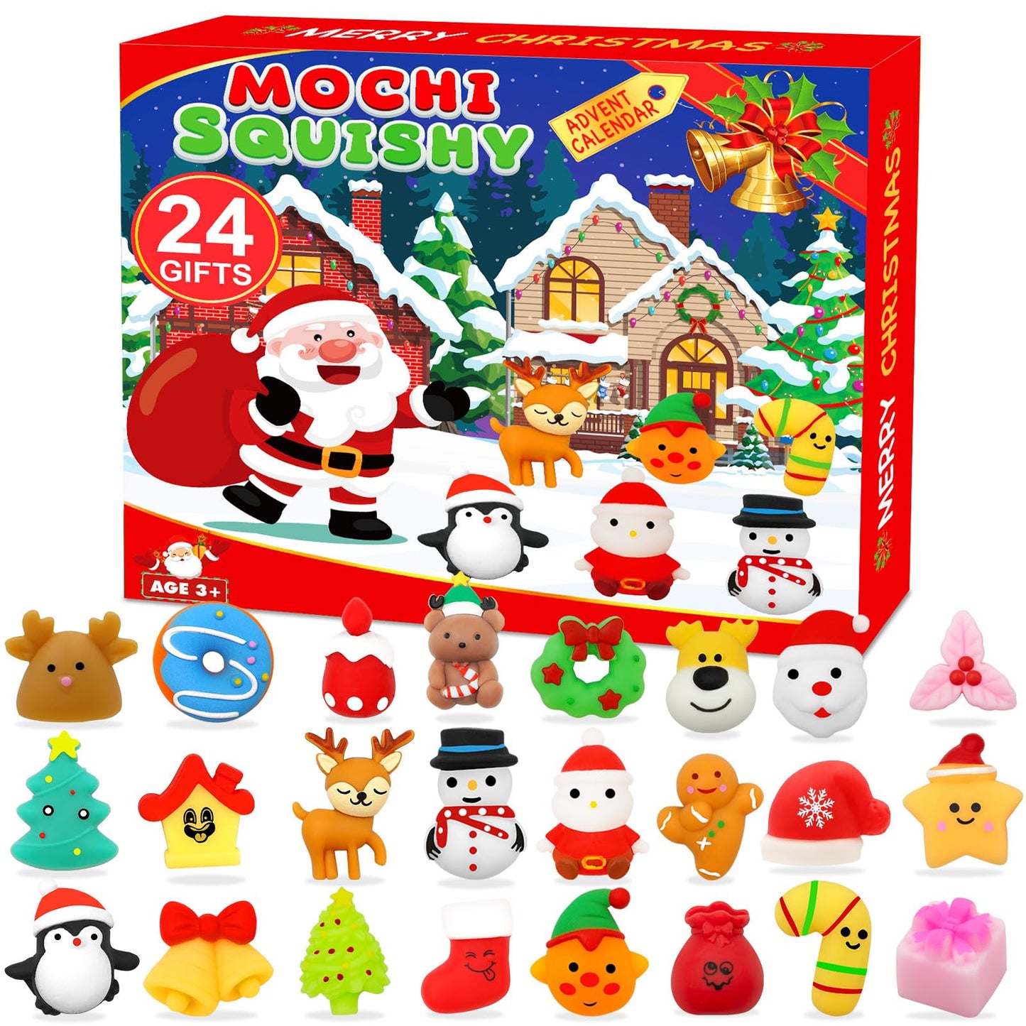 Govetom 2025 Mochi Squishy Advent Calendar 24 Days Multi-color Stress Toys