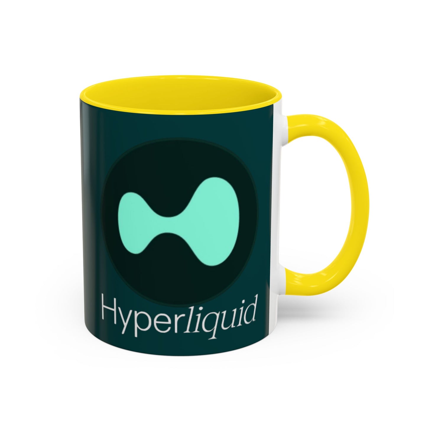 Hyperliquid White font Dark Hyperliquid Accent Mug by cypherpunkgear.com
