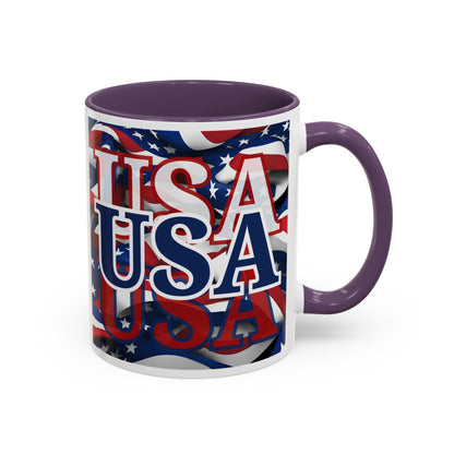 USA Blue font Center Patriot Accent Mug by cypherpunkgear.com