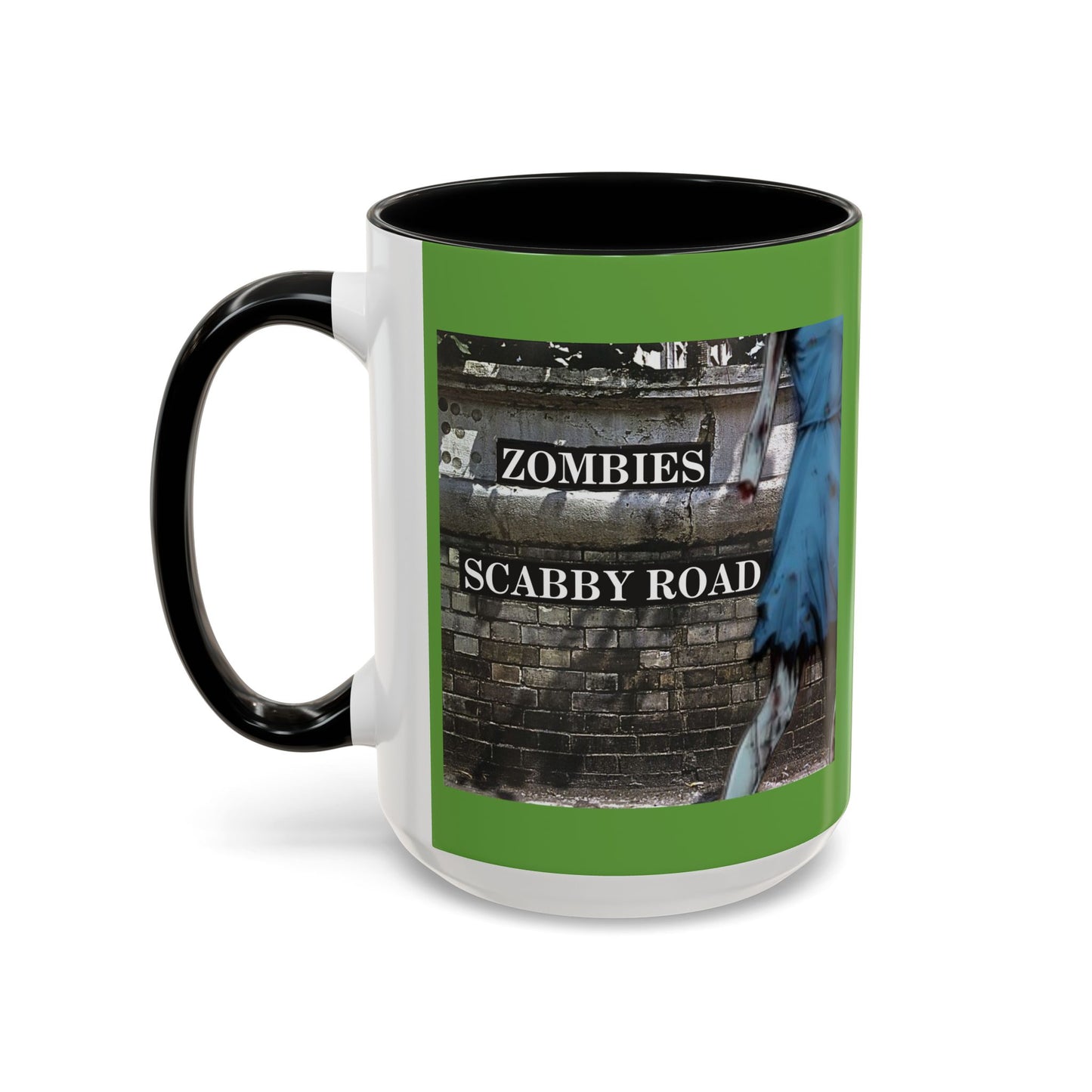 2-sided, Scabby Road Green Accent Mug by CreepyCrafts.boo