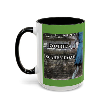 2-sided, Scabby Road Green Accent Mug by CreepyCrafts.boo