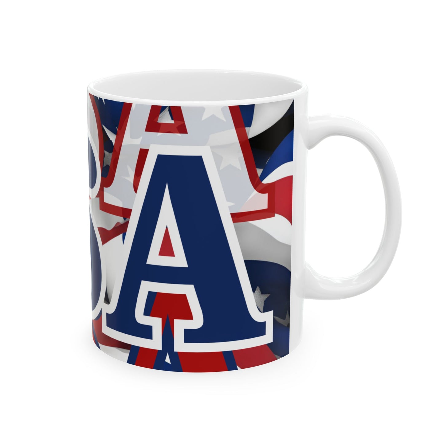 USA! USA! USA Blue font Patriot White Mug by cypherpunkgear.com