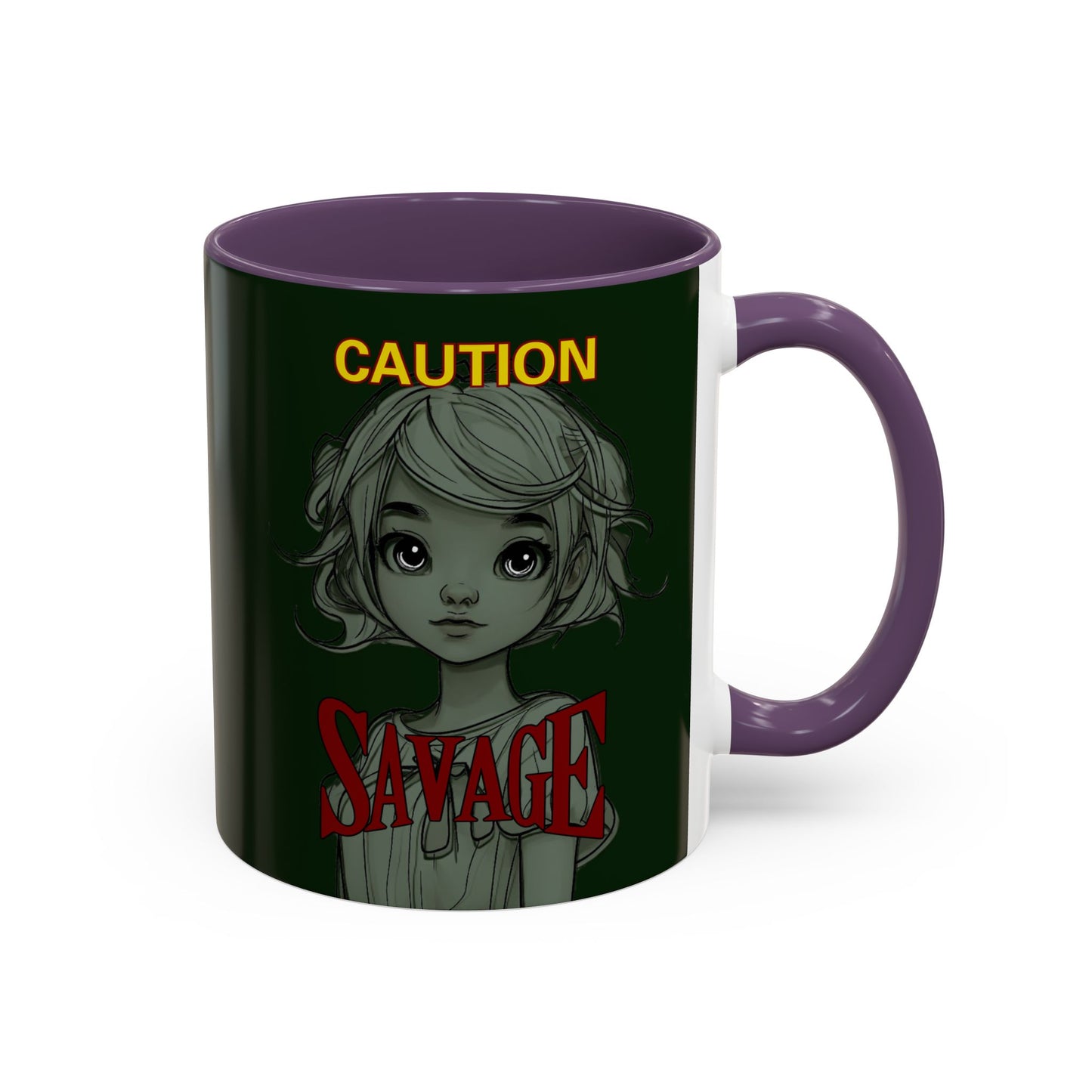 Caution, Savage Dark Green Accent Mug by cypherpunkgear.com
